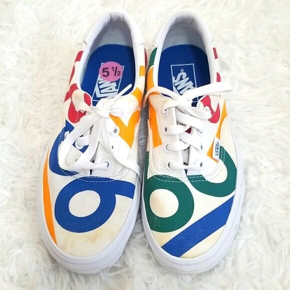 VANS White Multicolored Sneakers size 5.5 - Picture 1 of 10